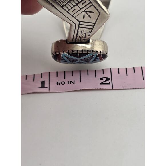 RMT Carolyn Pollack Relios 925 Sterling Southwestern Inlaid Stone Cuff Bracelet - Picture 13 of 15